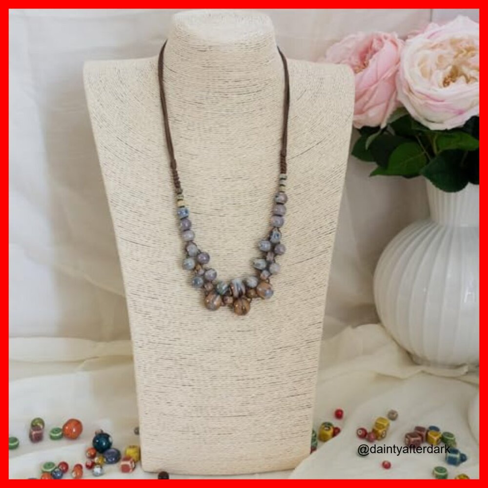 Adjustable Ceramic Bead Bohemian Statement Neckla… - image 5